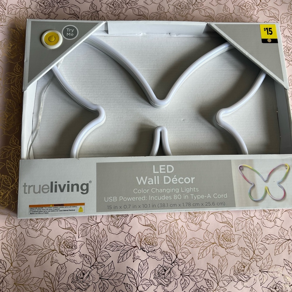 LED butterfly wall decor rainbow color changing light NEW
